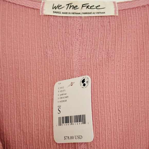 FREE PEOPLE Rose Waffle Knit Oversized Long Sleeve Thermal Top - Picture 4 of 9